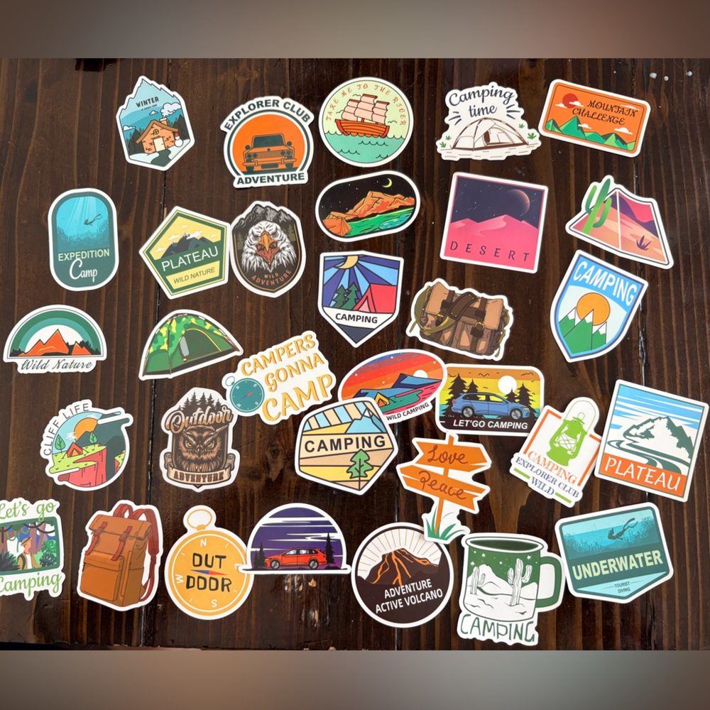 Colorful Camping Adventure Stickers